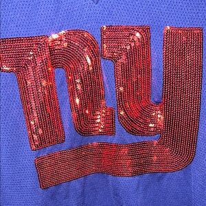 PINK Victoria's Secret Blue Jersey with Red Sequin Design